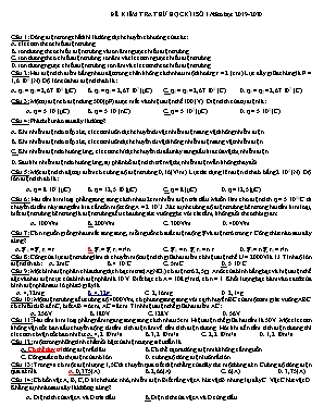 Bộ đề kiểm tra học kì I môn Vật lý Lớp 11